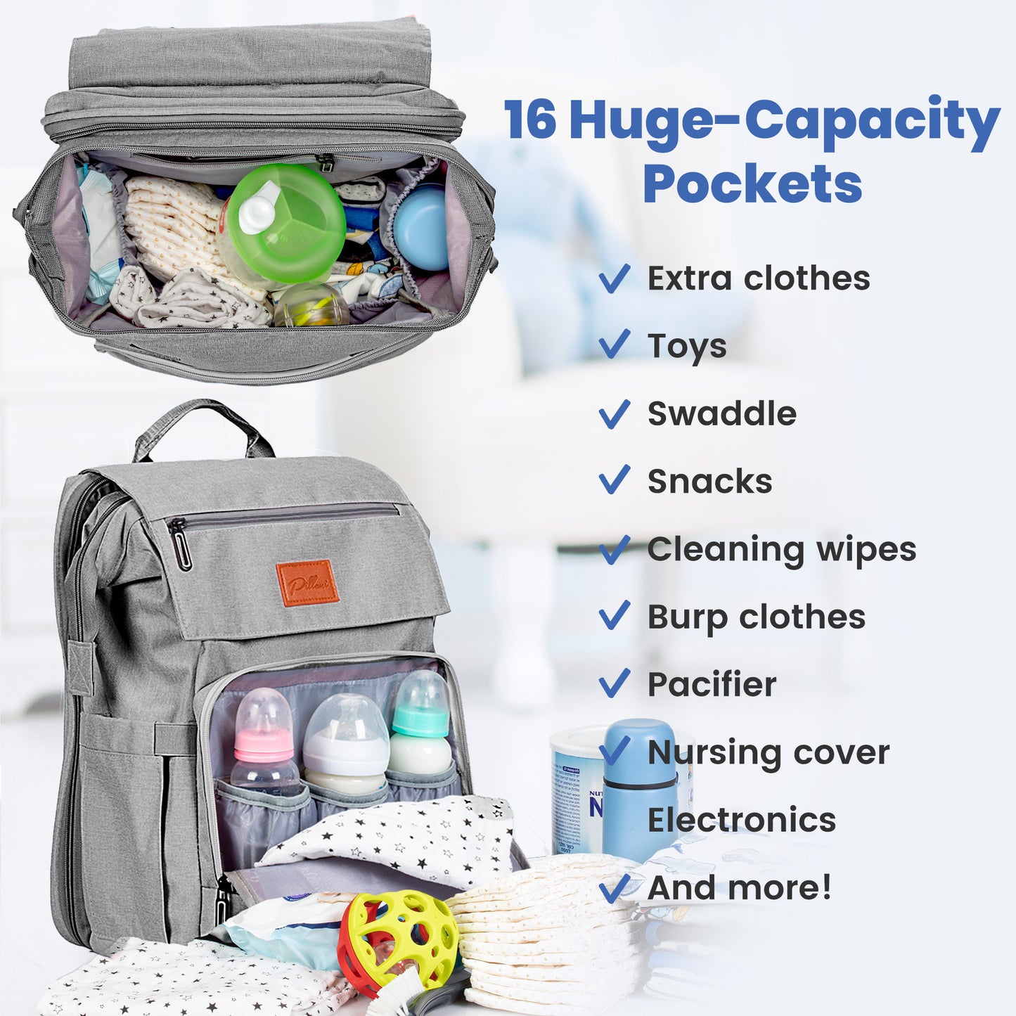 Pillani Baby Diaper Bag Backpack - Black