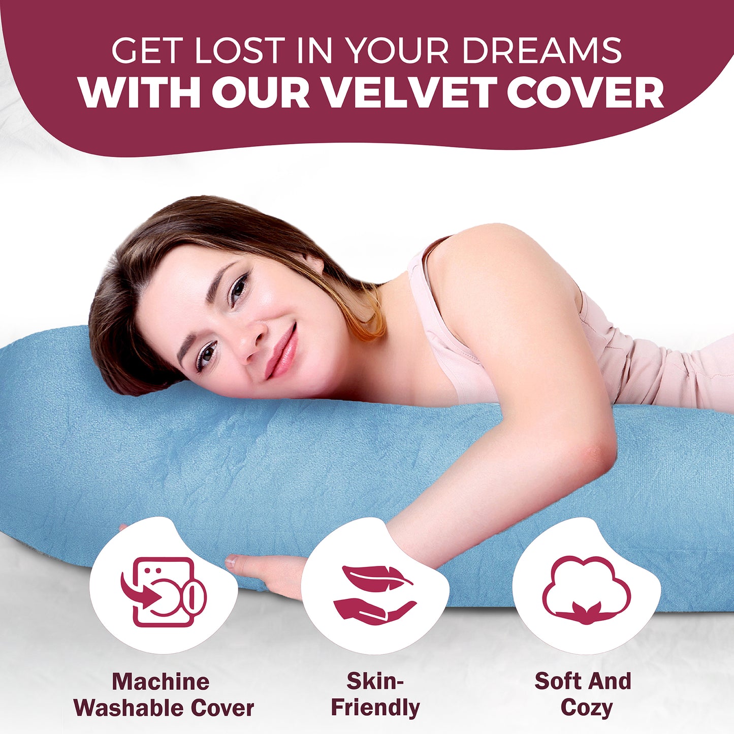 PILLANI Pregnancy Pillows for Sleeping - V C U Shaped Full Body Pillows - Velvet Green