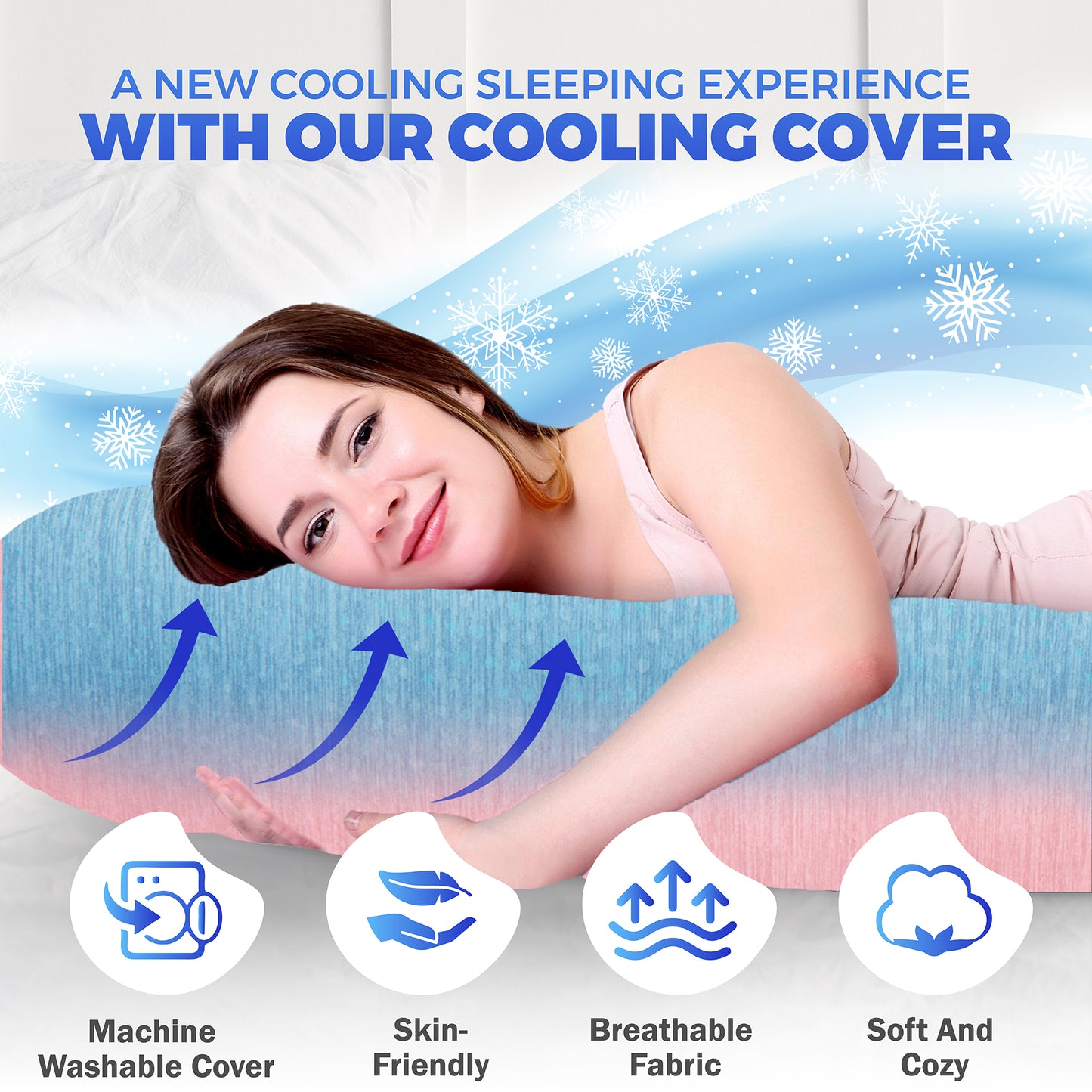 PILLANI Pregnancy Pillows for Sleeping - V C U Shaped Full Body Pillows - Cooling Grey