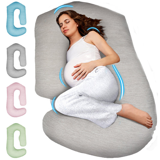 PILLANI Pregnancy Pillows for Sleeping - V C U Shaped Full Body Pillows - Cooling Grey