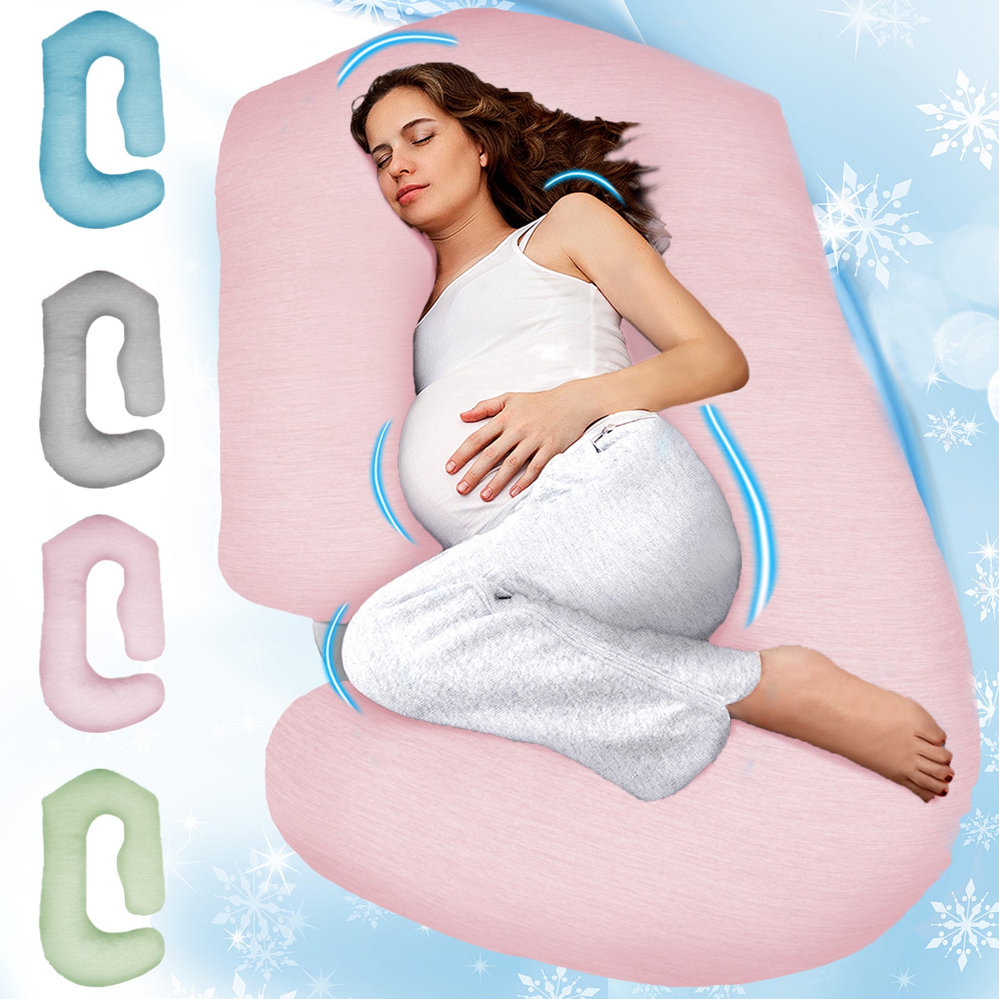 PILLANI Pregnancy Pillows for Sleeping - V C U Shaped Full Body Pillows - Velvet Green