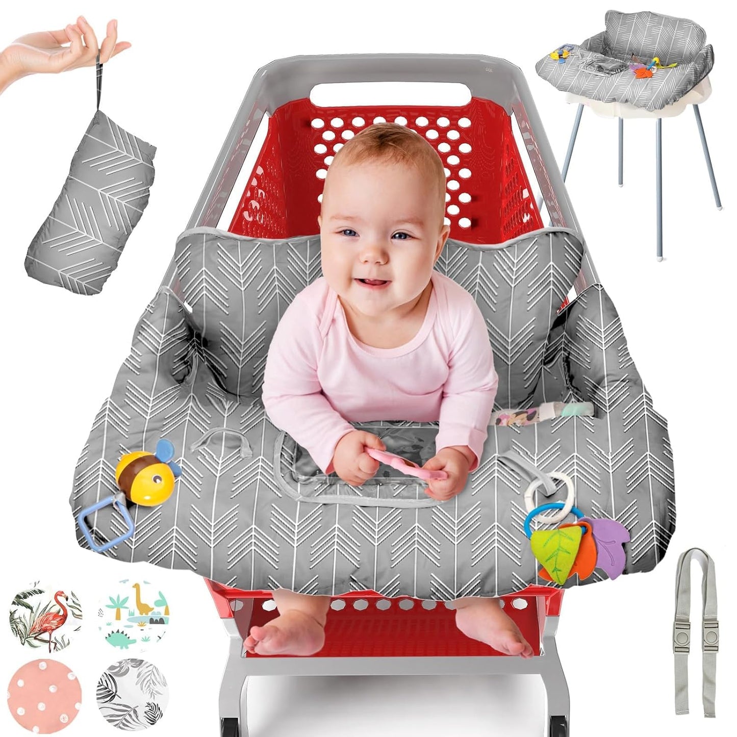 Pillani Shopping Cart Cover for Baby - Grey Arrow