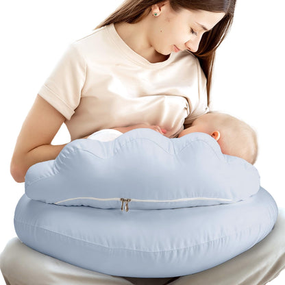 PILLANI Nursing Pillow for Breastfeeding & Bottle Feeding - Baby Blue