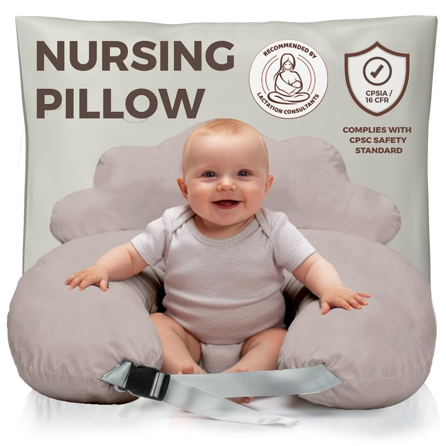 PILLANI Nursing Pillow for Breastfeeding & Bottle Feeding - Grey