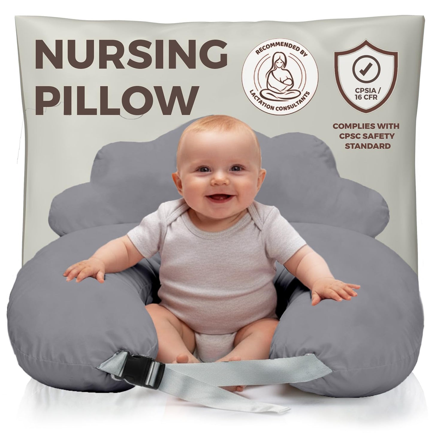 PILLANI Nursing Pillow for Breastfeeding & Bottle Feeding - Baby Blue