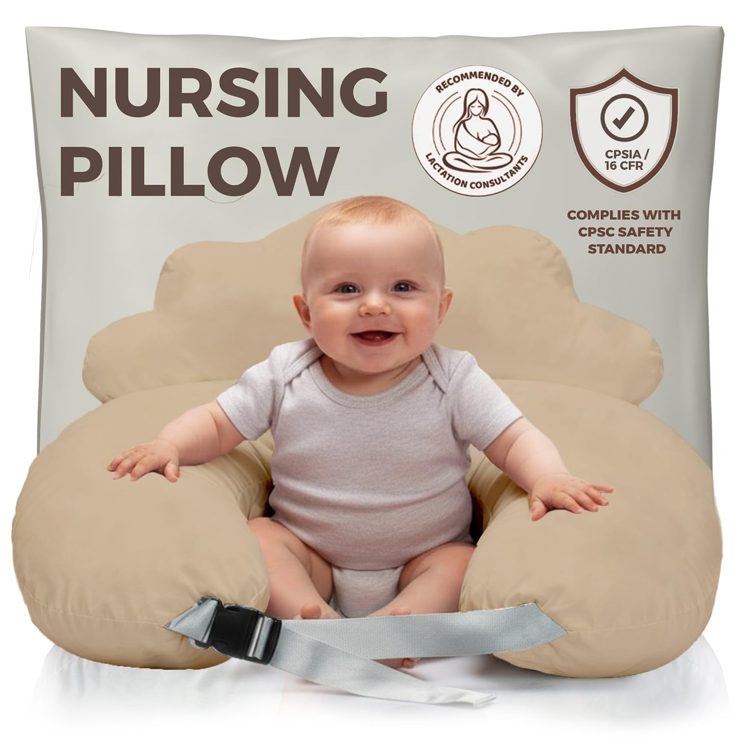 PILLANI Nursing Pillow for Breastfeeding & Bottle Feeding - Stone