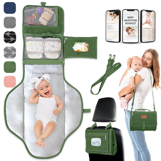 Portable Changing Pad for Baby, Travel Diaper Changing Pad for Newborn - Green