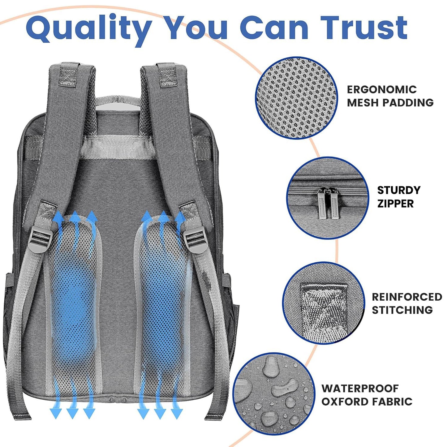 PILLANI Baby Diaper Bag Backpack - Baby Bag for Boys & Girls, Diaper Backpack Baby Registry Search, Newborn Essentials