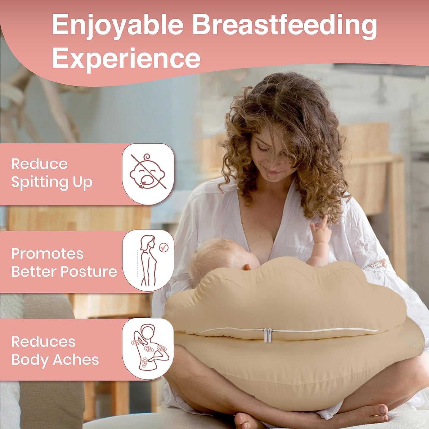 PILLANI Nursing Pillow for Breastfeeding & Bottle Feeding - Sand