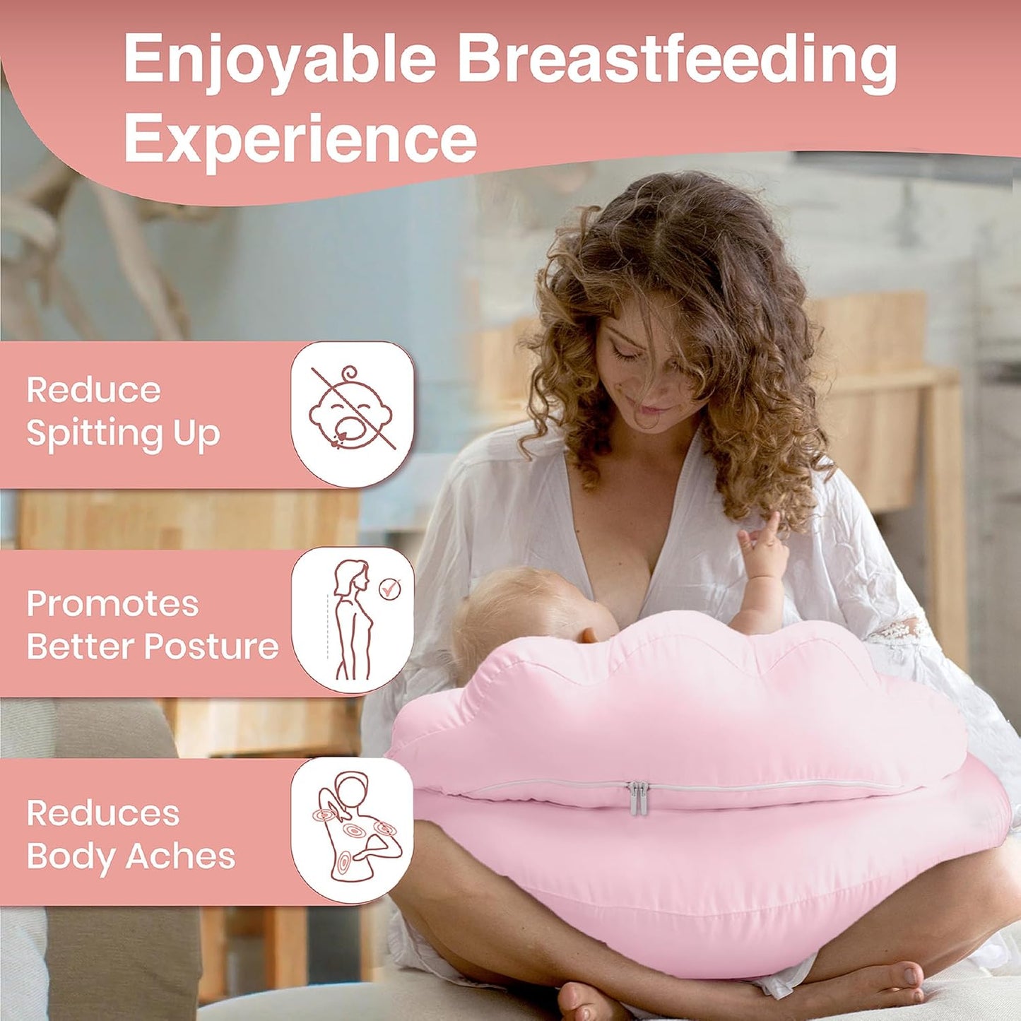 PILLANI Nursing Pillow for Breastfeeding & Bottle Feeding - Baby Blue