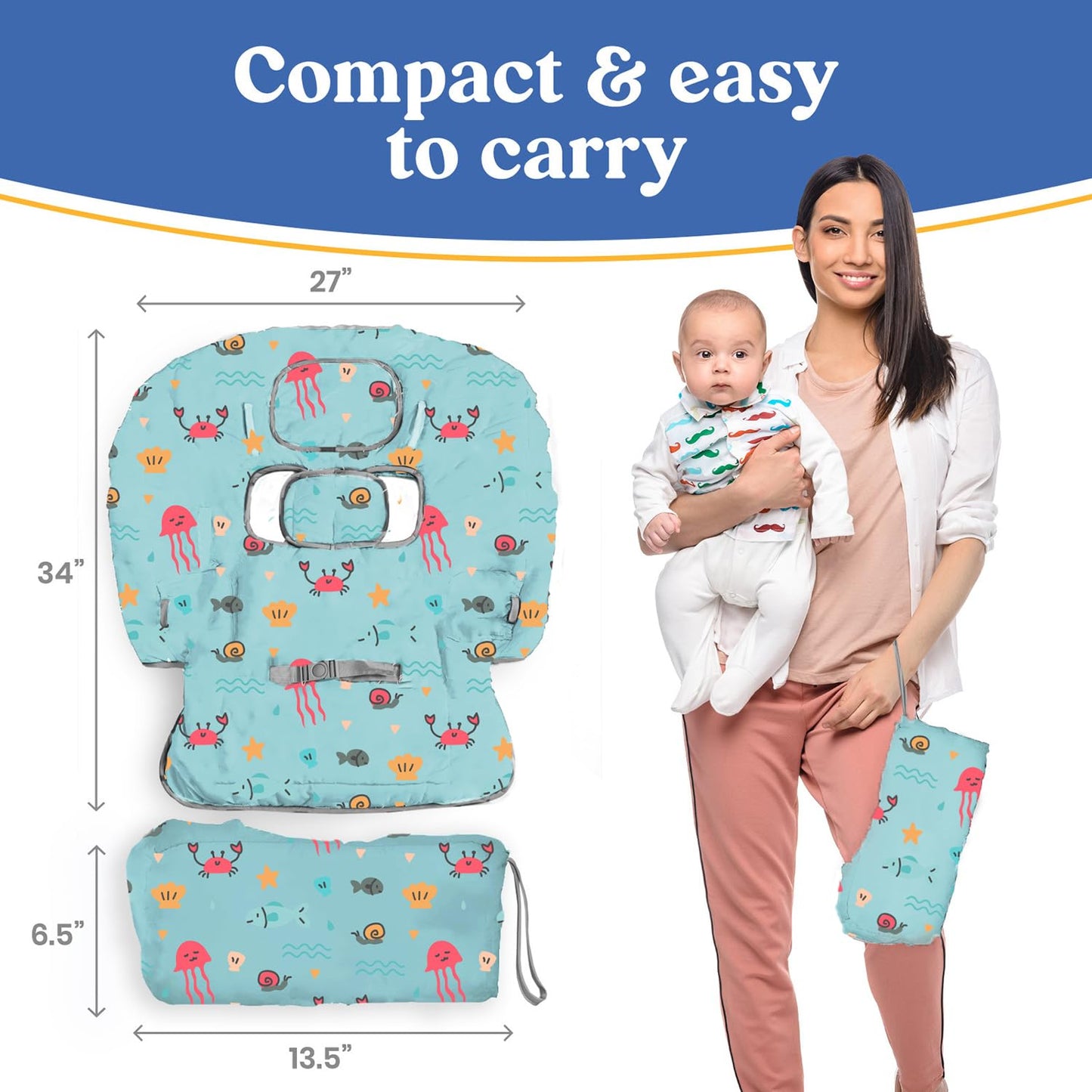 Pillani Shopping Cart Cover for Baby - Sage Sea
