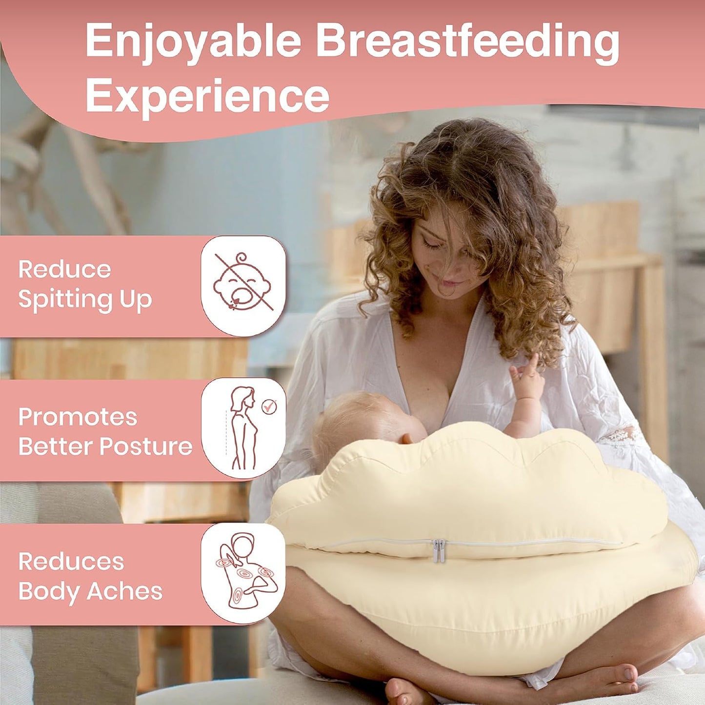 PILLANI Nursing Pillow for Breastfeeding & Bottle Feeding - Baby Blue
