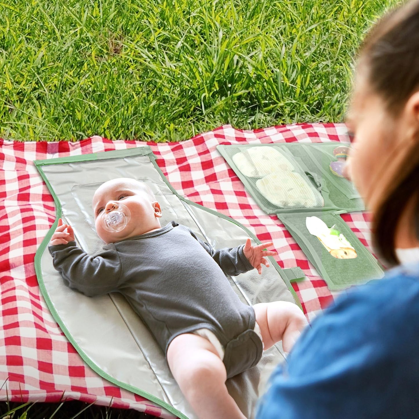 Portable Changing Pad for Baby, Travel Diaper Changing Pad for Newborn - Grey Ocean