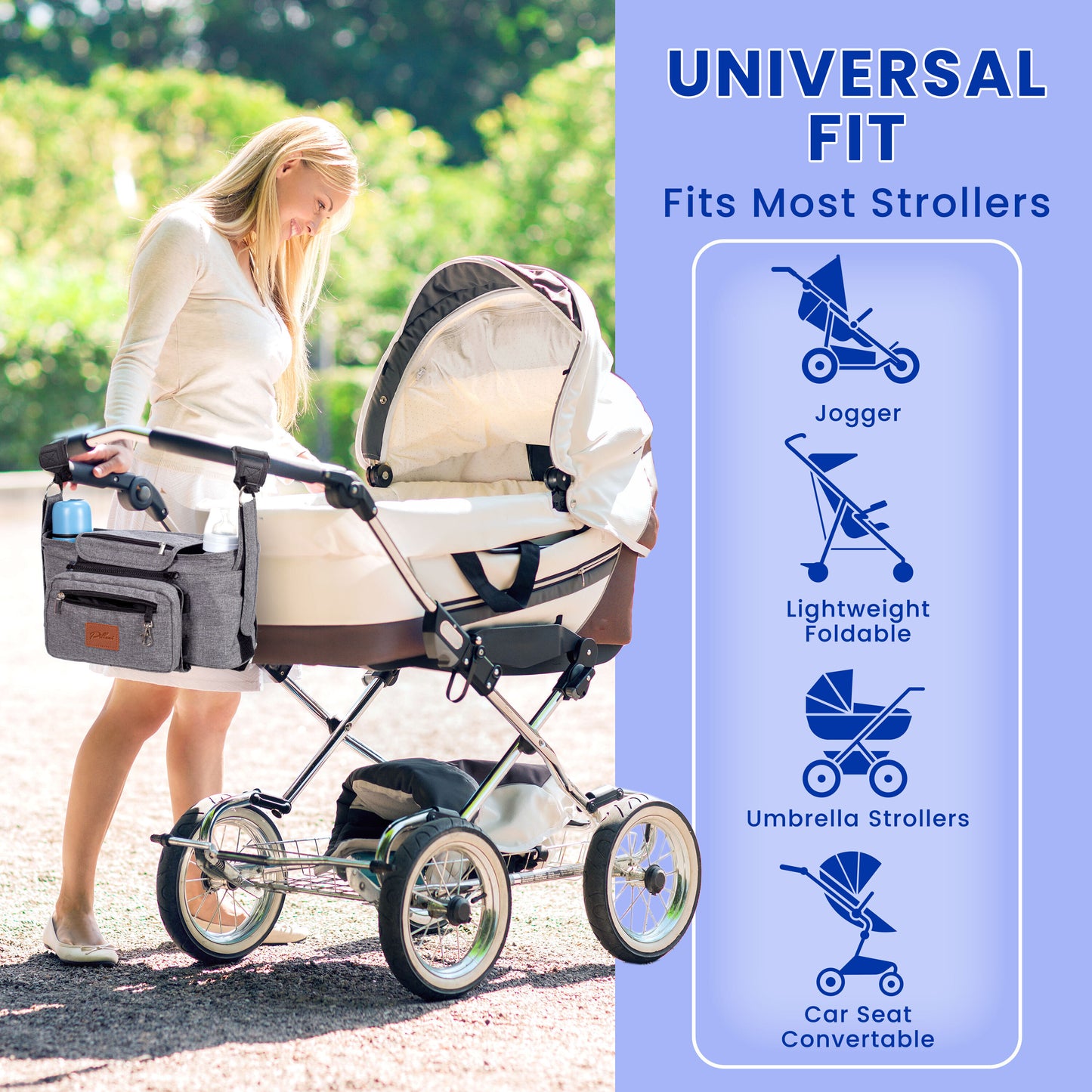 PILLANI Universal Baby Stroller Organizer - Black