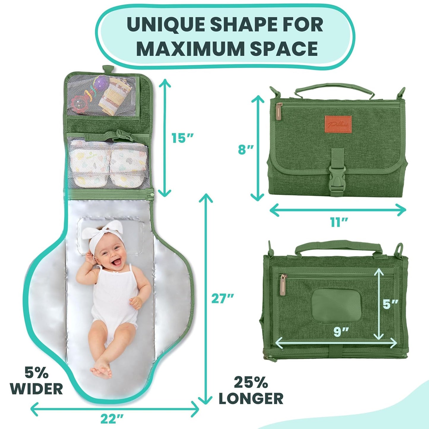 Portable Changing Pad for Baby, Travel Diaper Changing Pad for Newborn - Grey Ocean