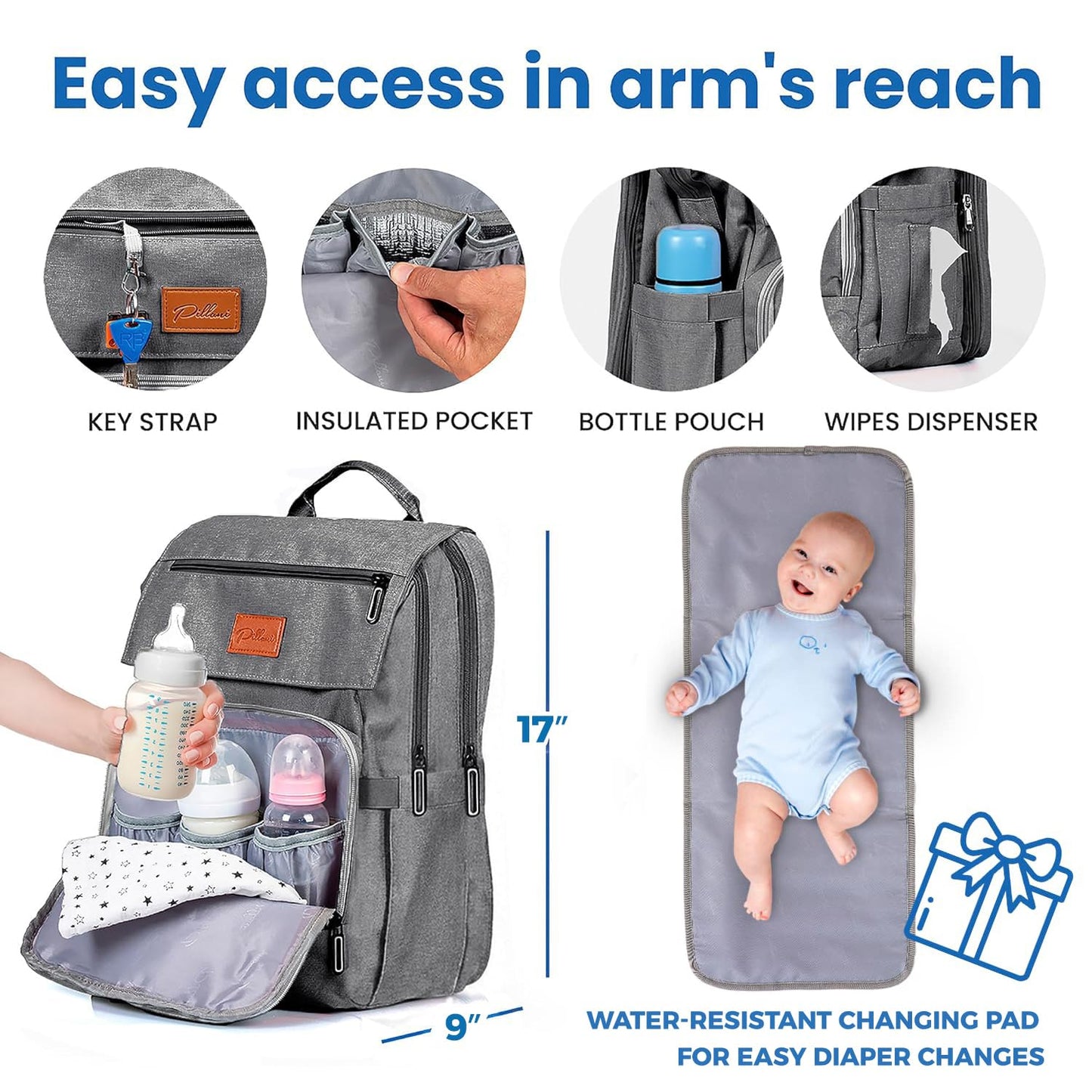 Pillani Baby Diaper Bag Backpack - Deer