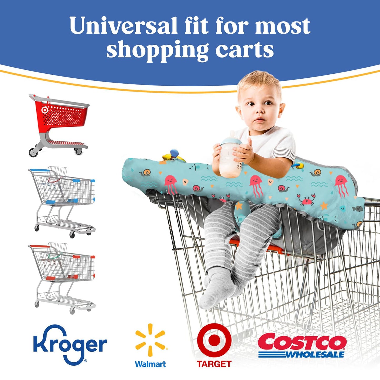 Pillani Shopping Cart Cover for Baby - Sage Sea