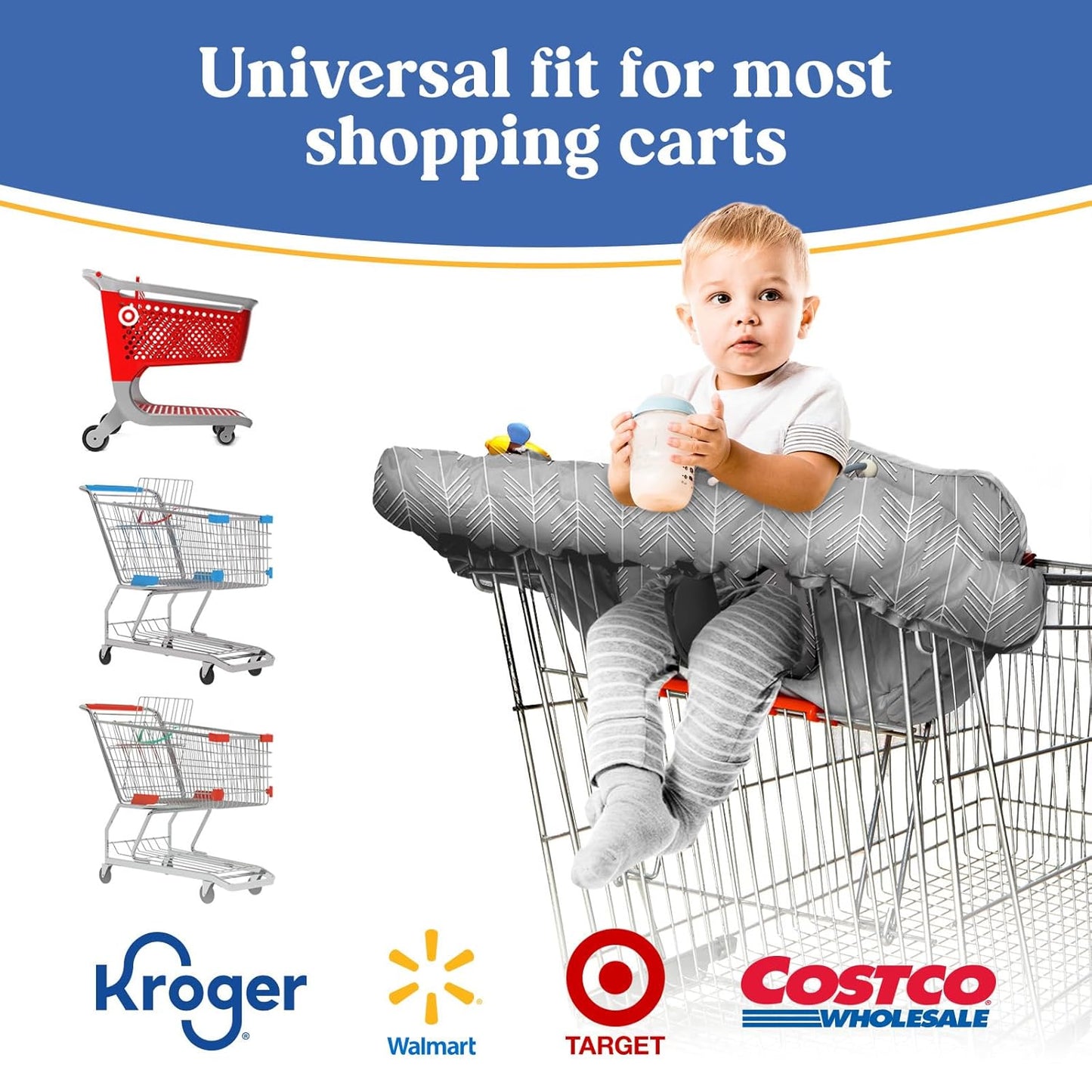 Pillani Shopping Cart Cover for Baby - Grey Arrow