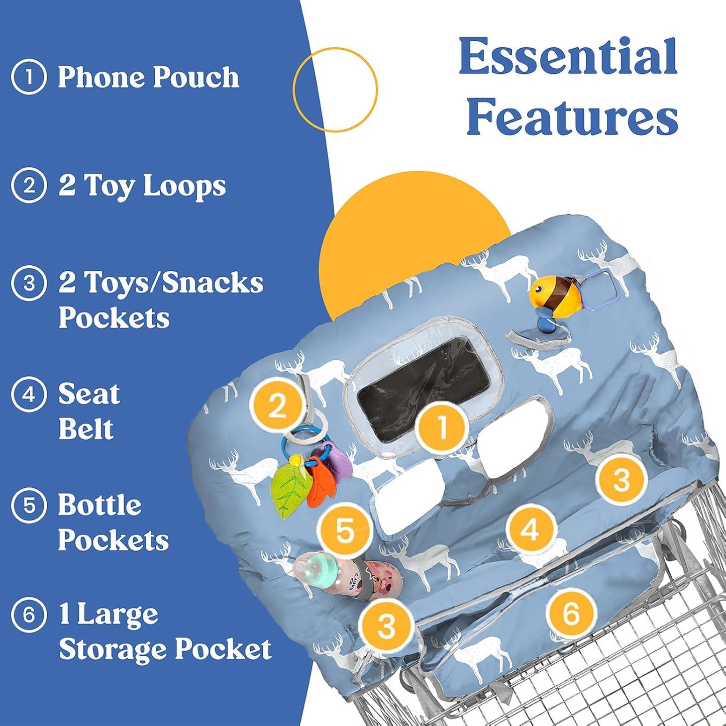 Pillani Shopping Cart Cover for Baby - Deer