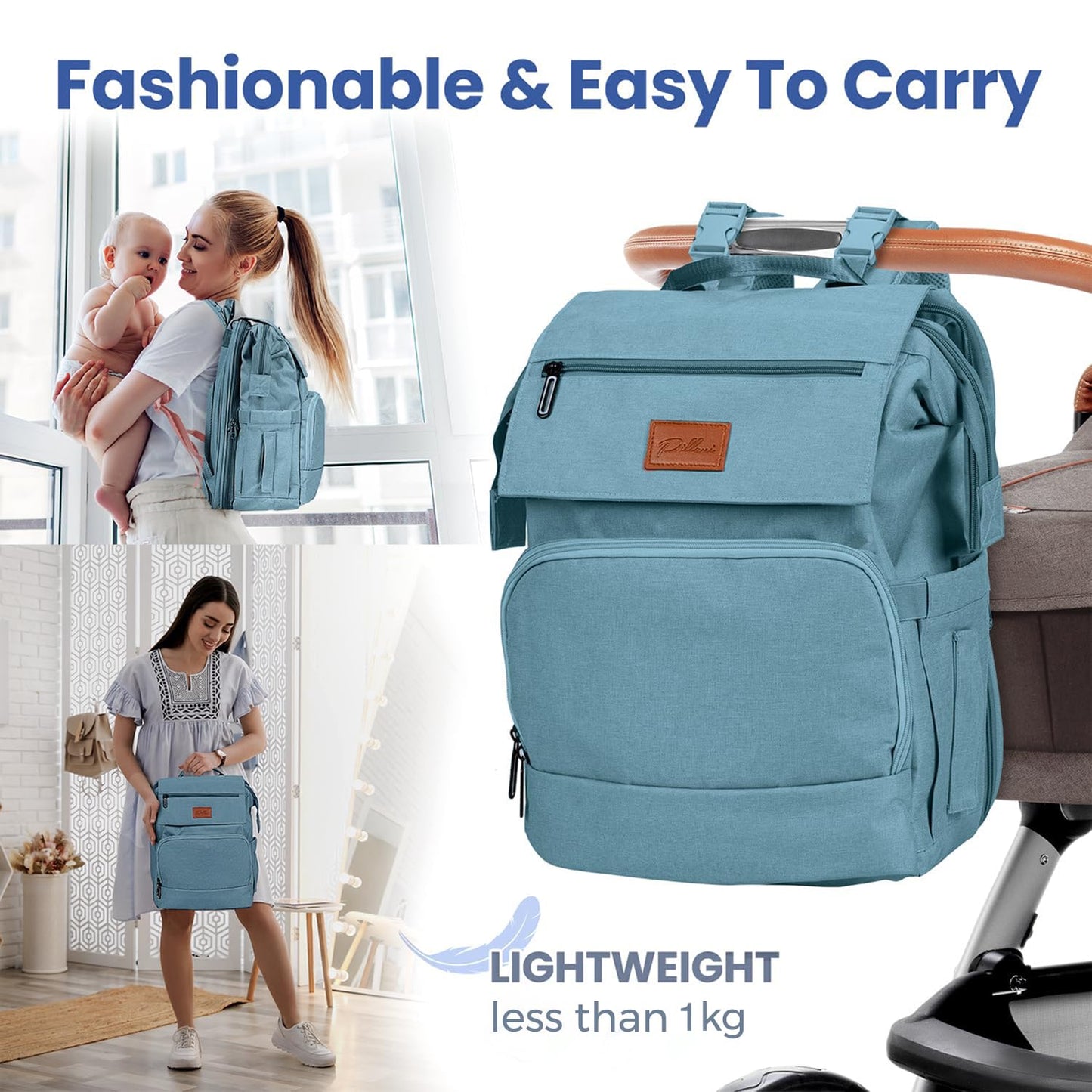 PILLANI Baby Diaper Bag Backpack - Baby Bag for Boys & Girls, Diaper Backpack Baby Registry Search, Newborn Essentials