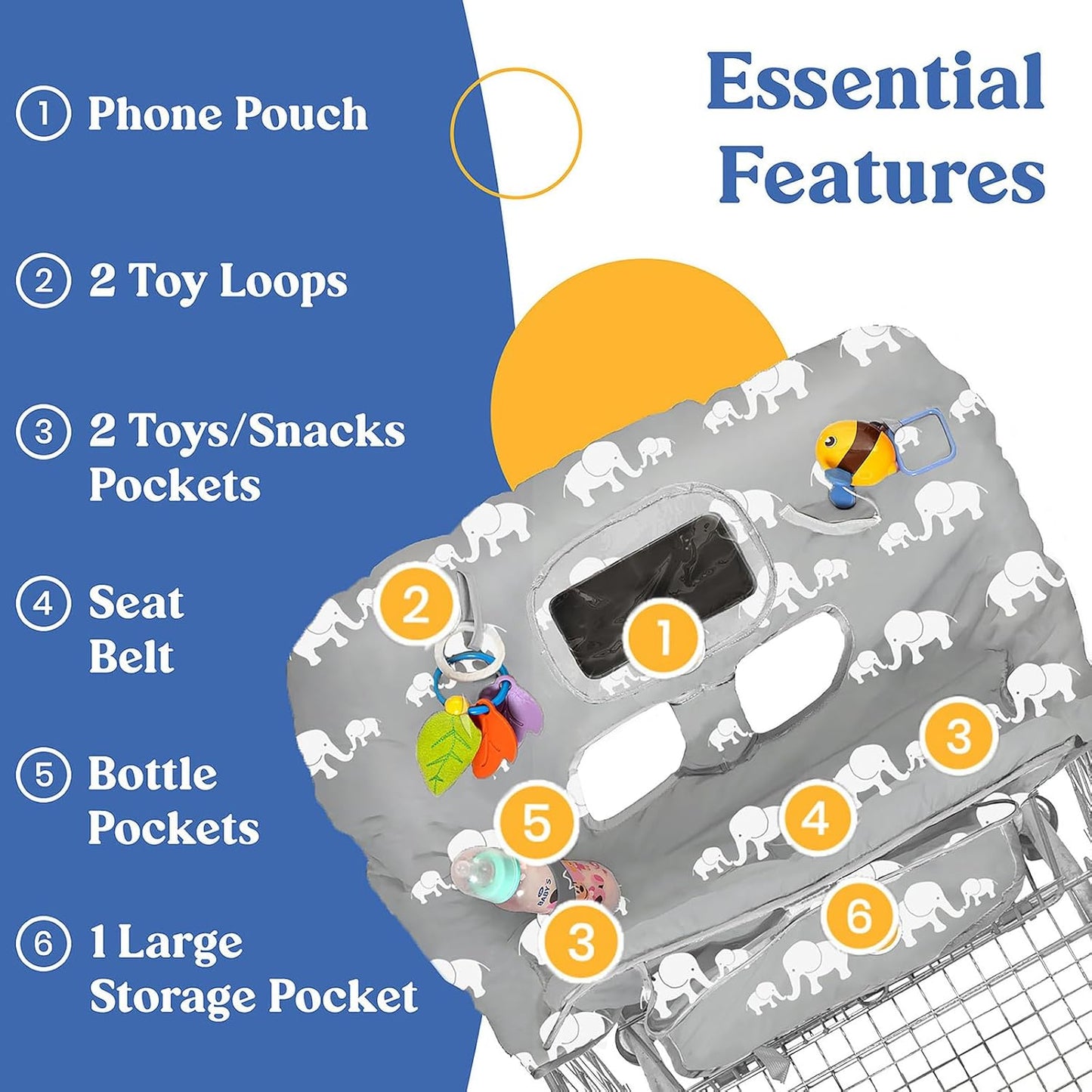 Pillani Shopping Cart Cover for Baby - Elephant