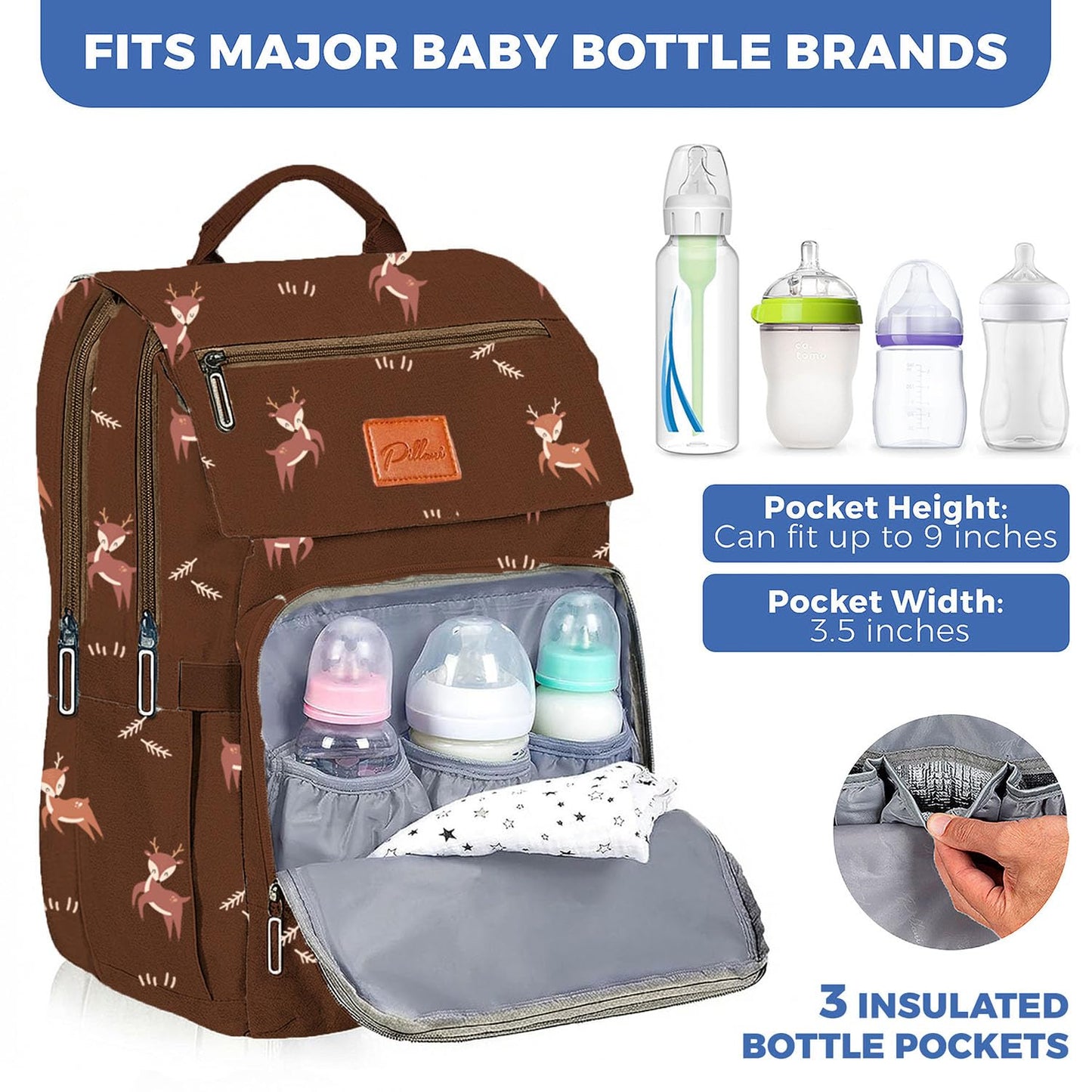 Pillani Baby Diaper Bag Backpack - Deer