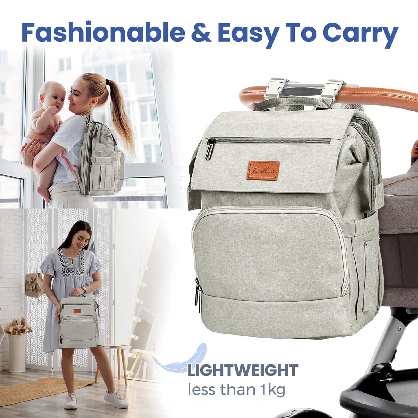 PILLANI Baby Diaper Bag Backpack - Baby Bag for Boys & Girls, Diaper Backpack Baby Registry Search, Newborn Essentials