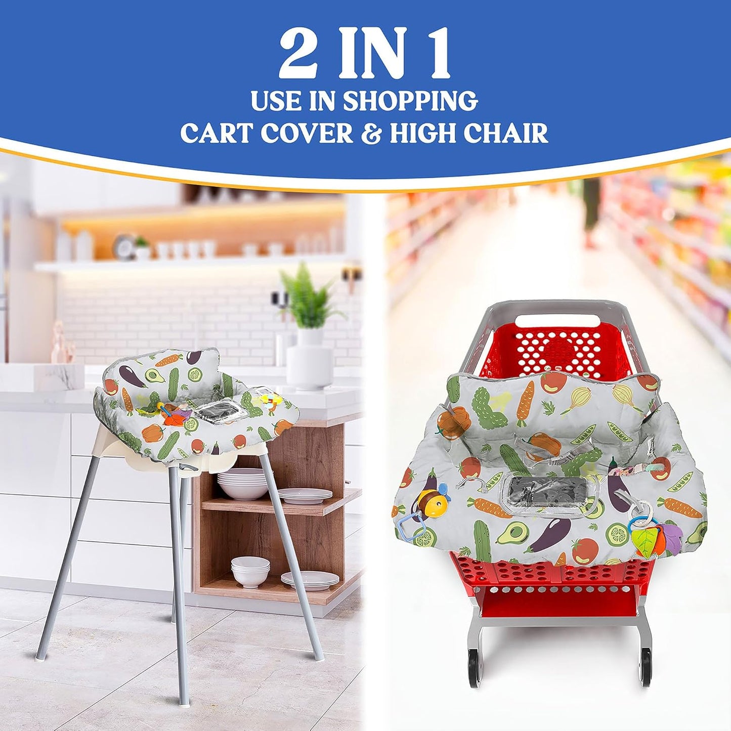 Pillani Shopping Cart Cover for Baby - Vegetable