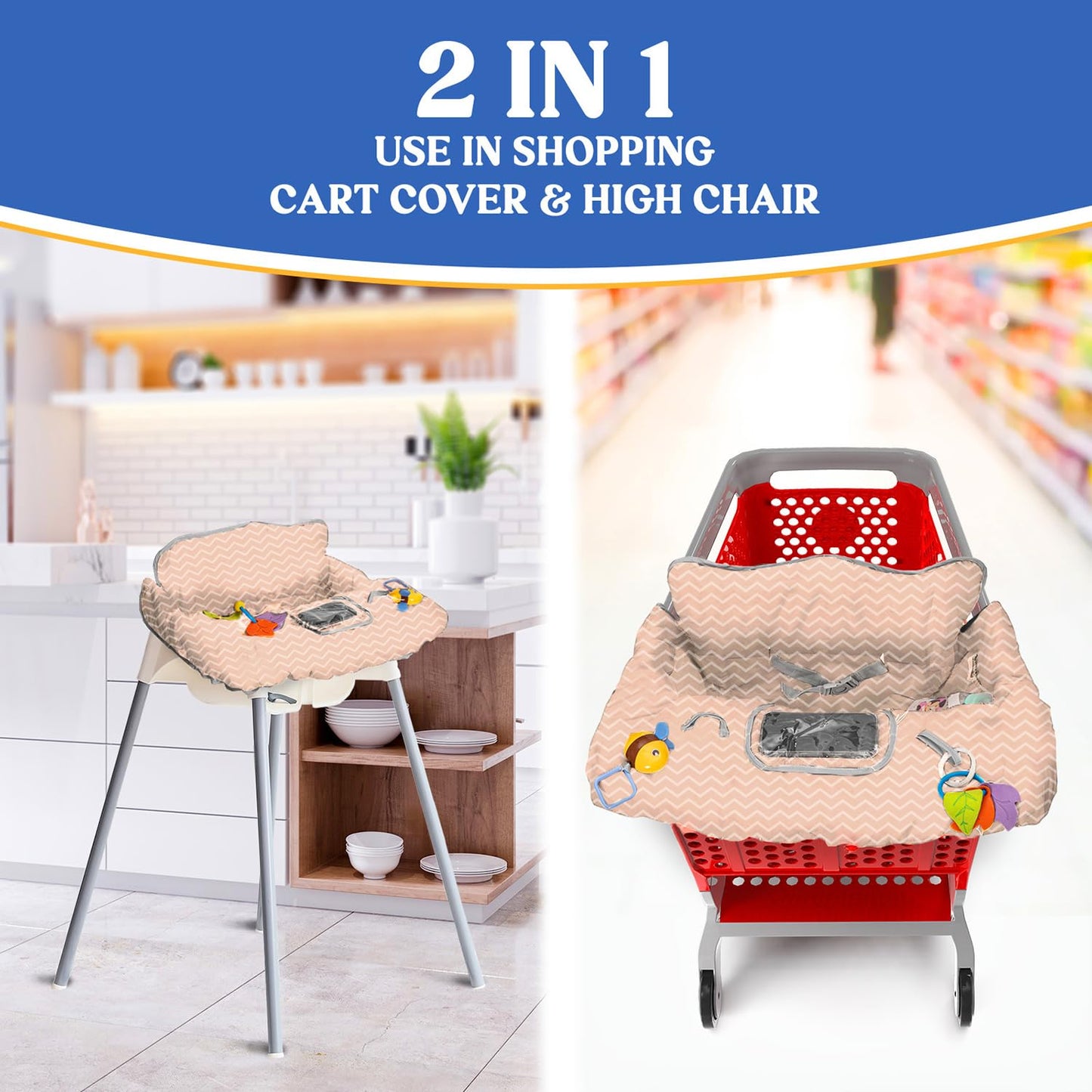 Pillani Shopping Cart Cover for Baby - Beige Arrow