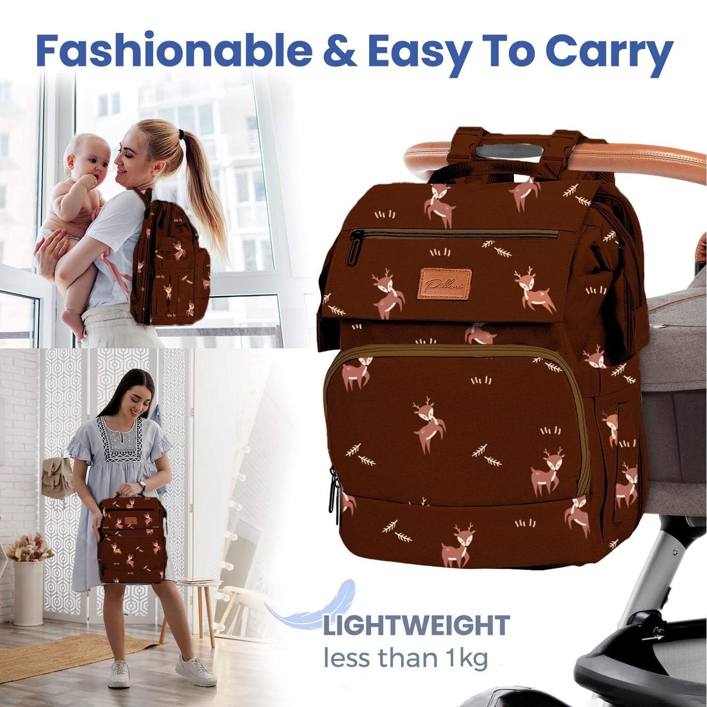 Pillani Baby Diaper Bag Backpack - Deer
