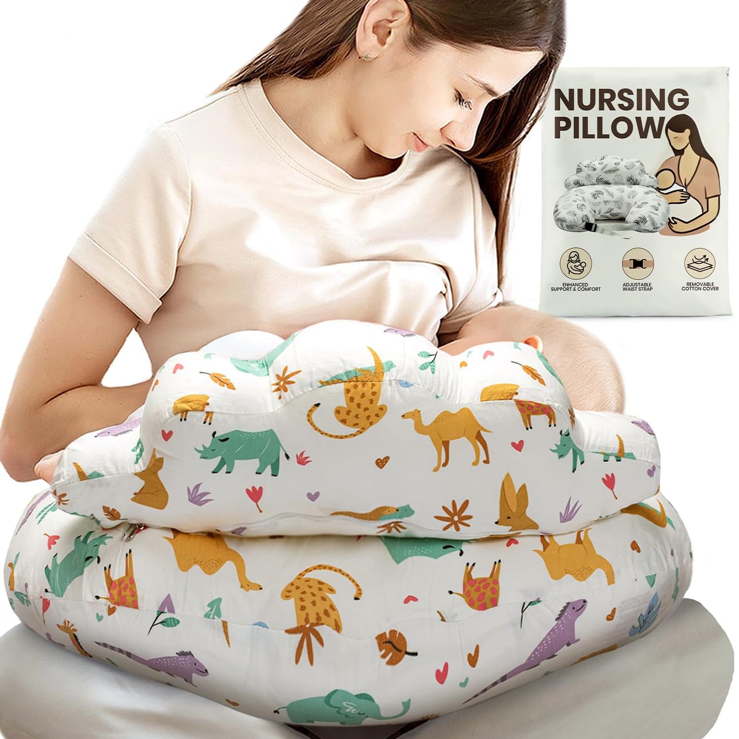PILLANI Nursing Pillow for Breastfeeding & Bottle Feeding - Animals