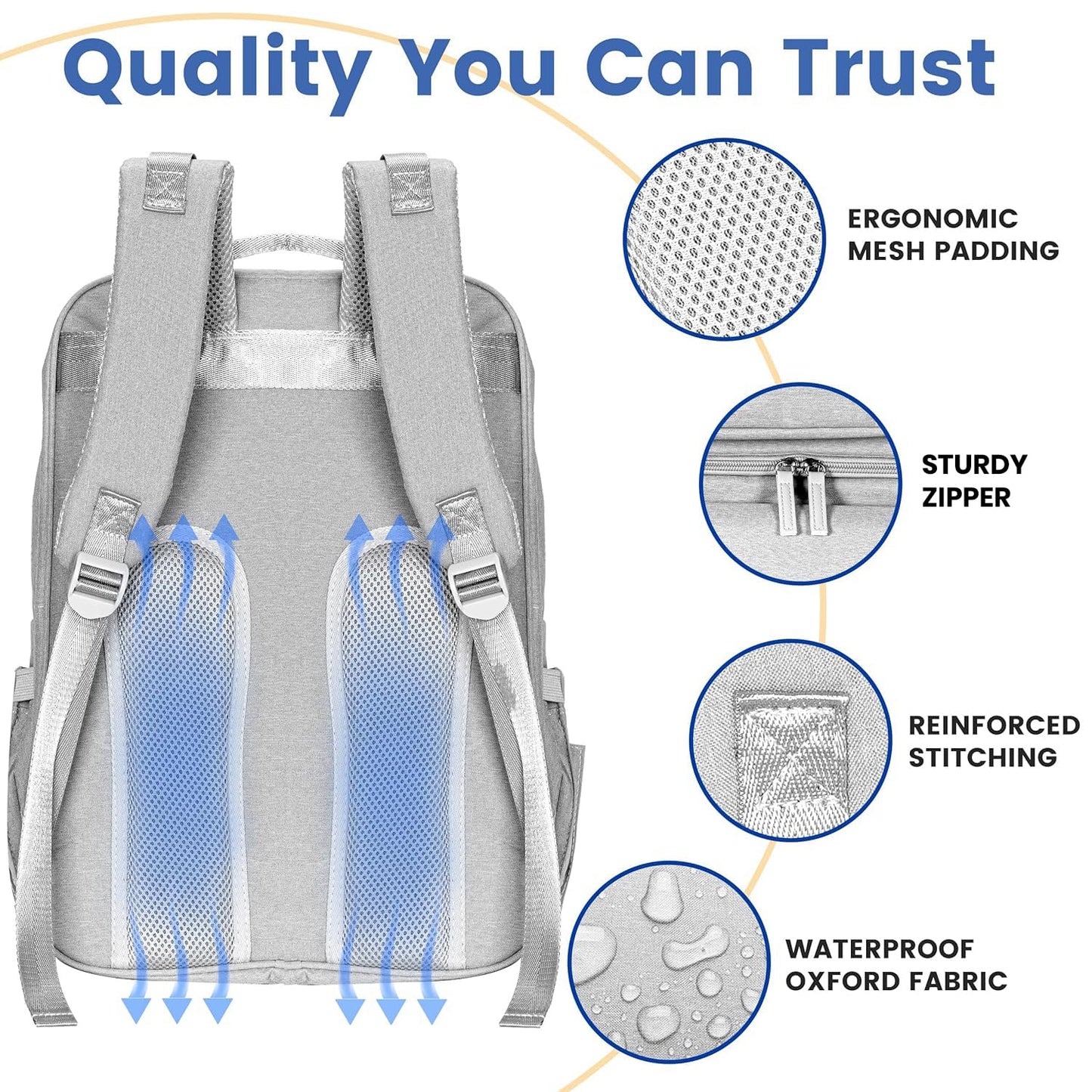 PILLANI Baby Diaper Bag Backpack - Baby Bag for Boys & Girls, Diaper Backpack Baby Registry Search, Newborn Essentials