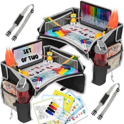 Pillani Kids Travel Tray for Car - Pack of 2, Black