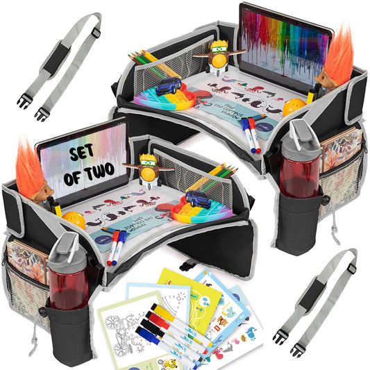 Pillani Kids Travel Tray for Car - Pack of 2, Black