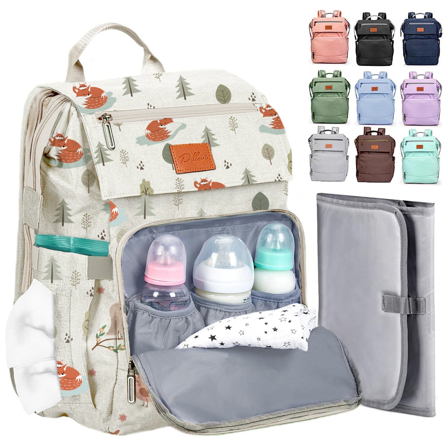 PILLANI Baby Diaper Bag Backpack - Baby Bag for Boys & Girls, Diaper Backpack Baby Registry Search, Newborn Essentials