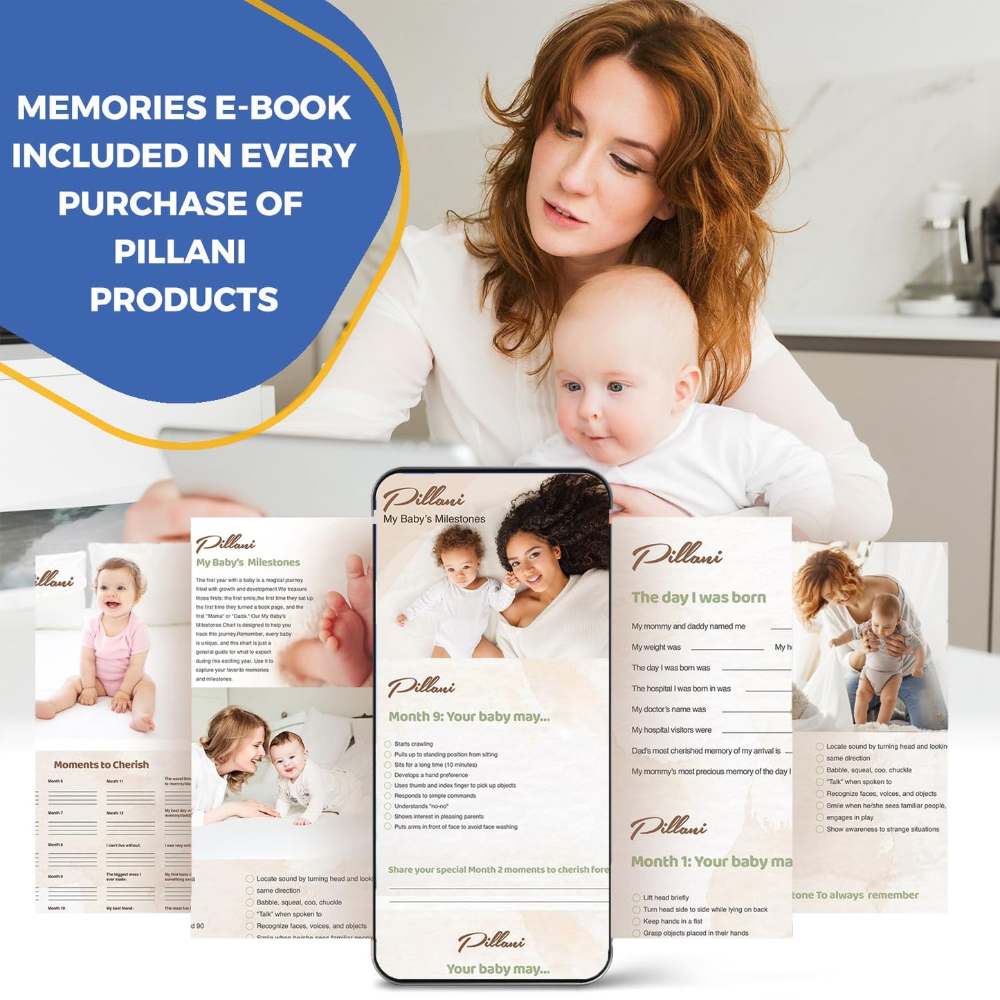 PILLANI Baby Diaper Bag Backpack - Baby Bag for Boys & Girls, Diaper Backpack Baby Registry Search, Newborn Essentials