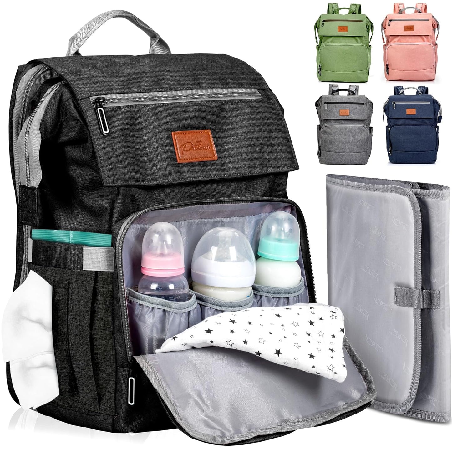 Pillani Baby Diaper Bag Backpack - Light Grey