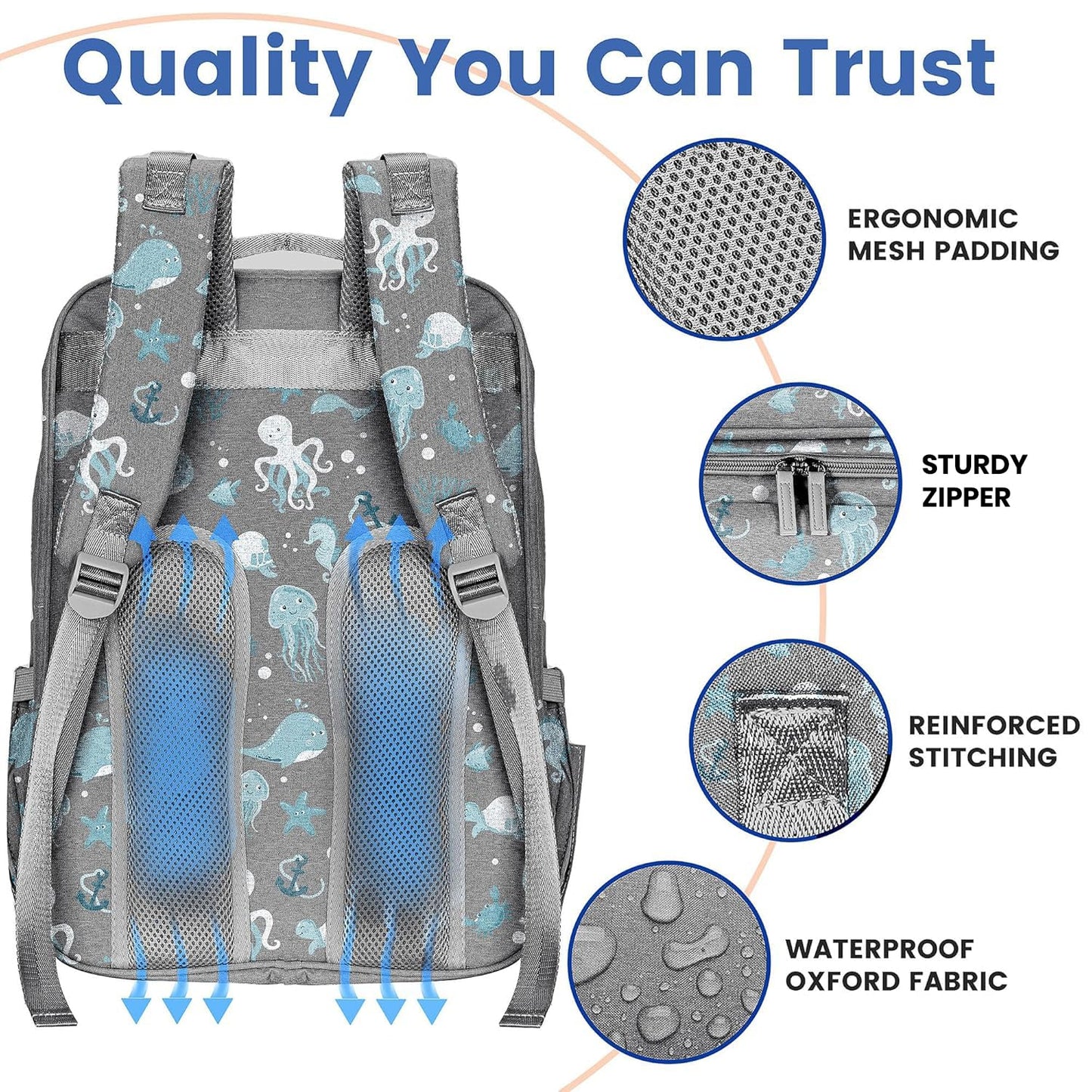 PILLANI Baby Diaper Bag Backpack - Baby Bag for Boys & Girls, Diaper Backpack Baby Registry Search, Newborn Essentials