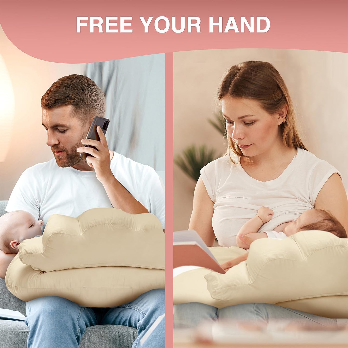 PILLANI Nursing Pillow for Breastfeeding & Bottle Feeding - Baby Blue