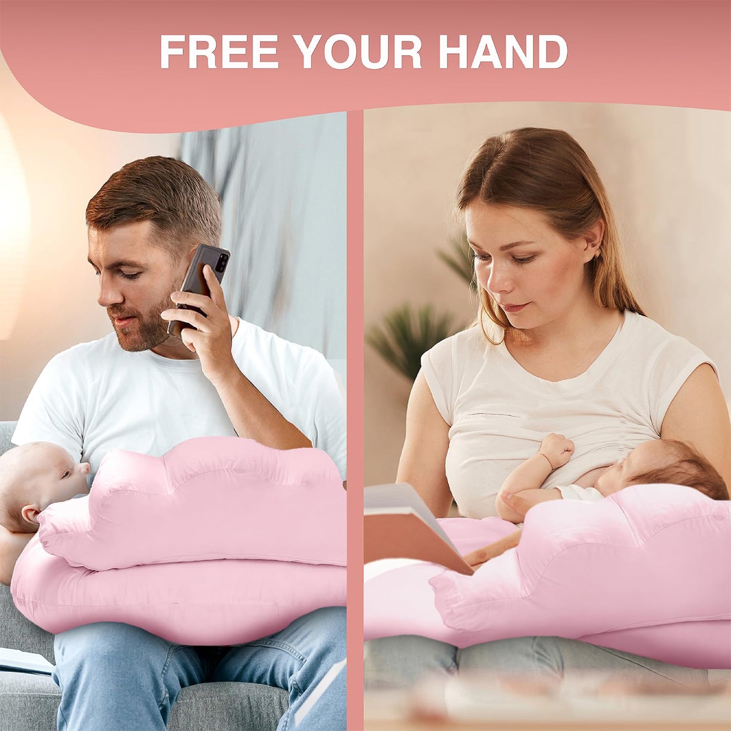PILLANI Nursing Pillow for Breastfeeding & Bottle Feeding - Baby Blue