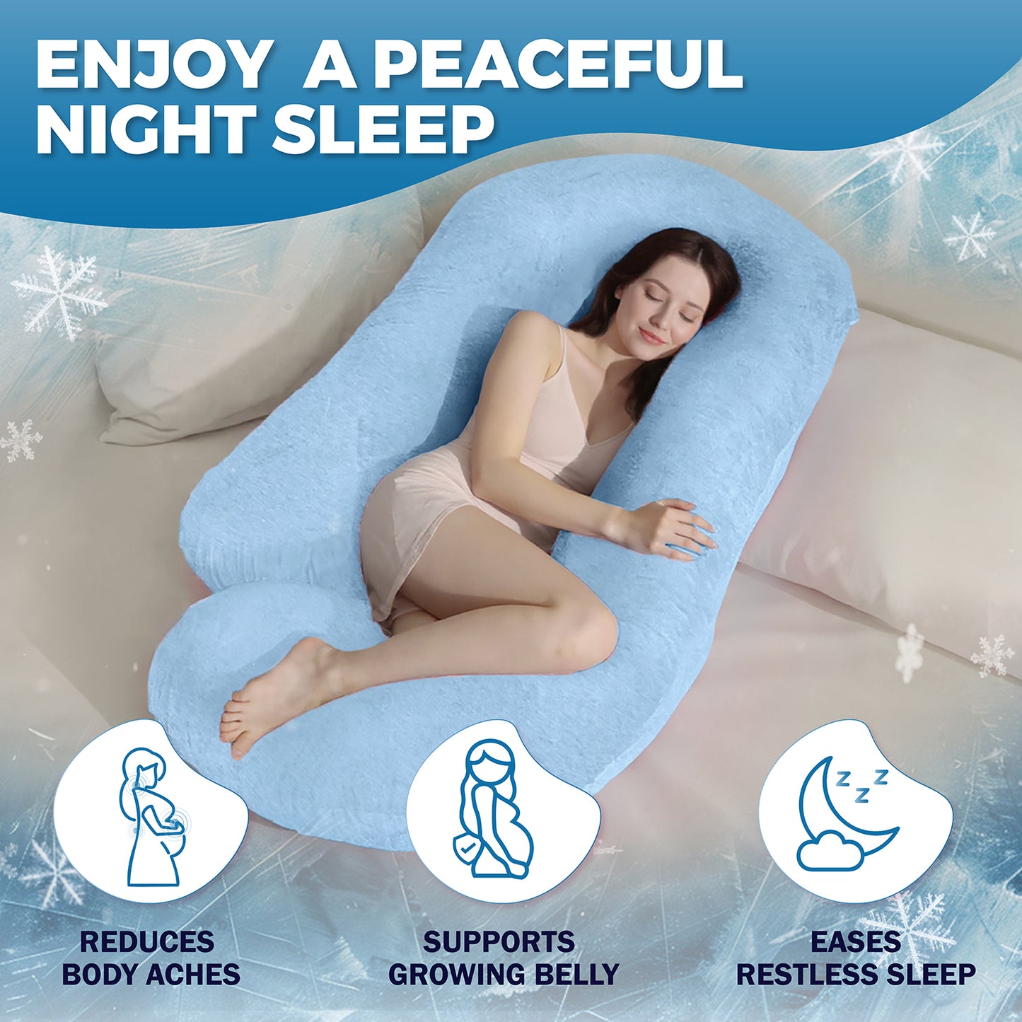 PILLANI Pregnancy Pillows for Sleeping - V C U Shaped Full Body Pillows - Cooling Green