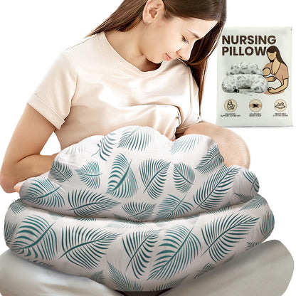 PILLANI Nursing Pillow for Breastfeeding & Bottle Feeding - Feather Leaves