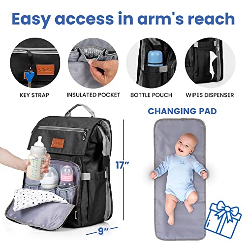 PILLANI Baby Diaper Bag Backpack - Baby Bag for Boys & Girls, Diaper Backpack Baby Registry Search, Newborn Essentials