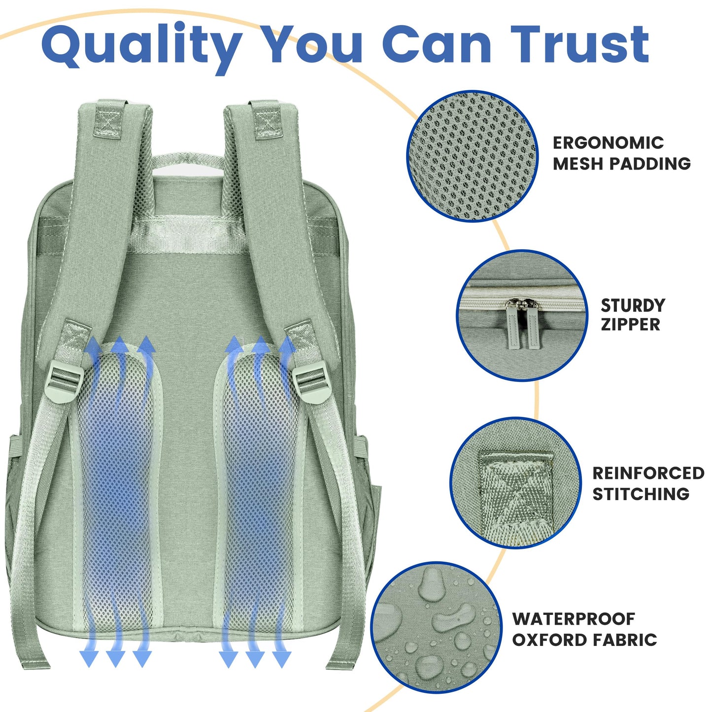 PILLANI Baby Diaper Bag Backpack - Baby Bag for Boys & Girls, Diaper Backpack Baby Registry Search, Newborn Essentials