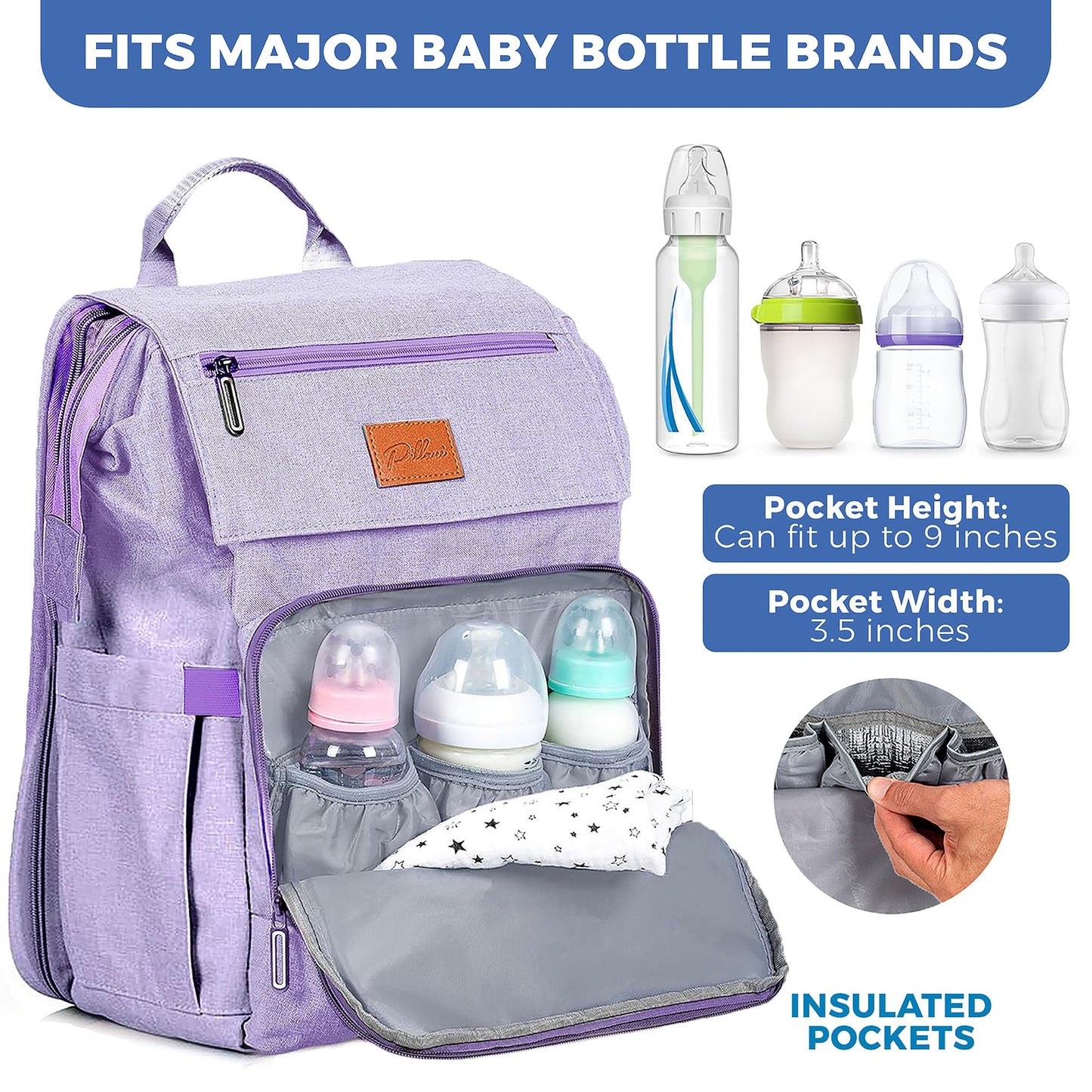 PILLANI Baby Diaper Bag Backpack - Baby Bag for Boys & Girls, Diaper Backpack Baby Registry Search, Newborn Essentials