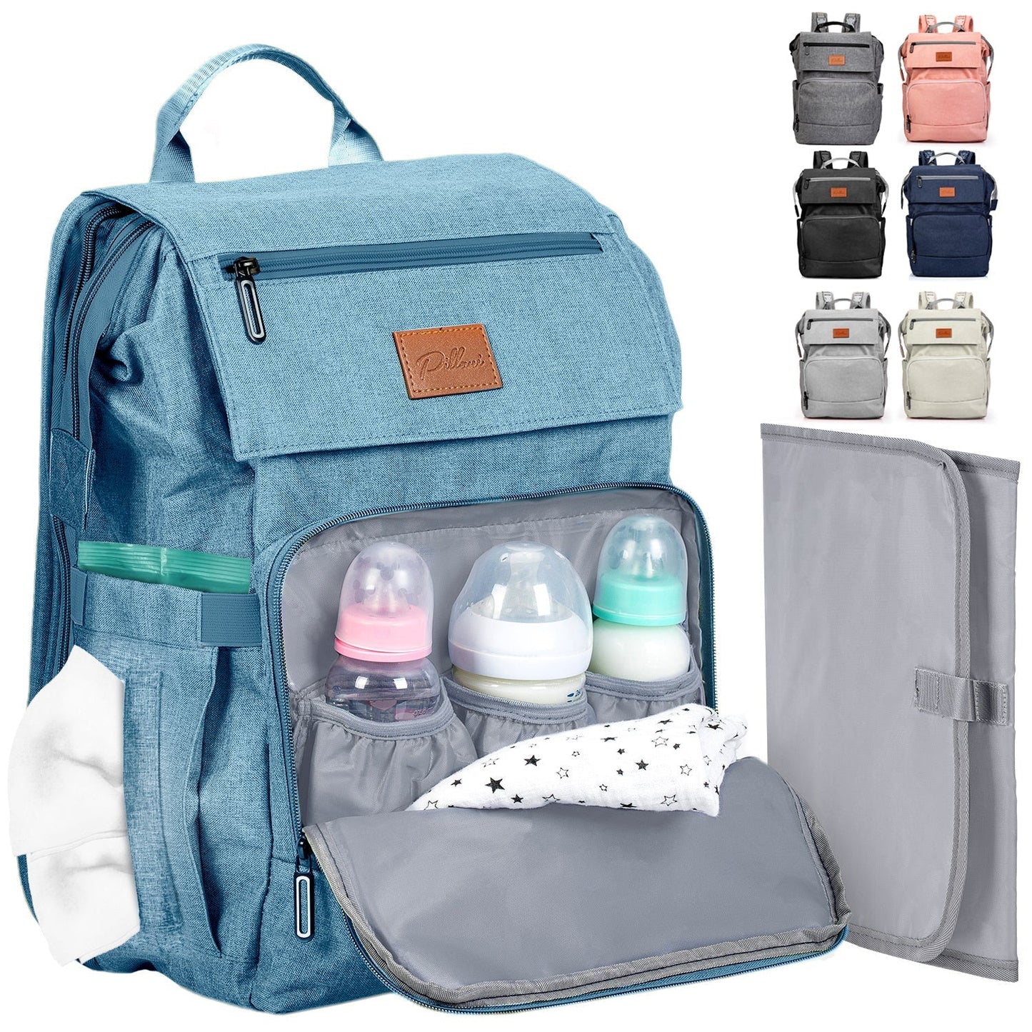 Pillani Baby Diaper Bag Backpack - Light Grey