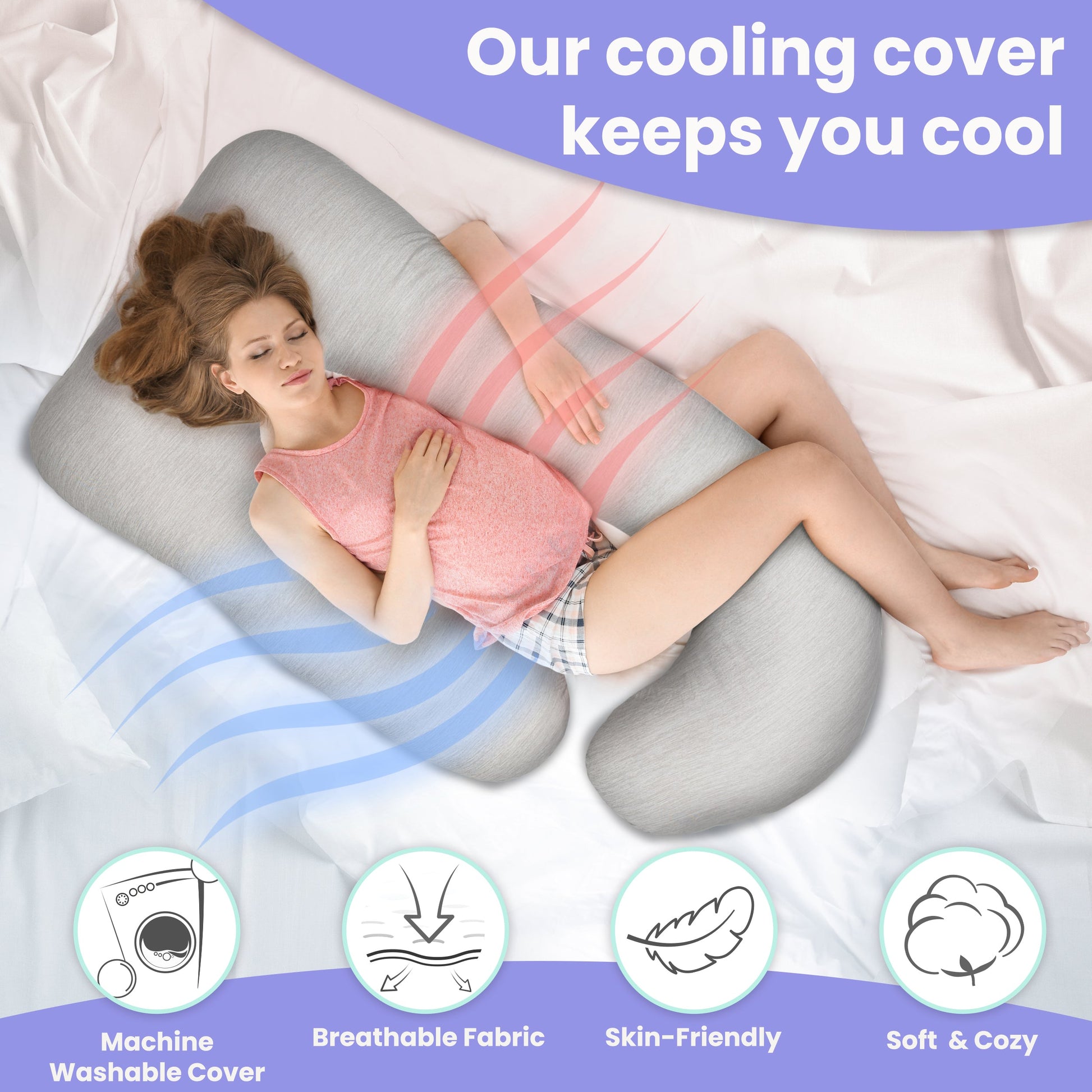 U Shaped Cooling Fabric Pregnancy Pillow