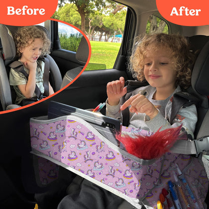 unicorn car seat and stroller Pillani Kids Travel Tray for Car
